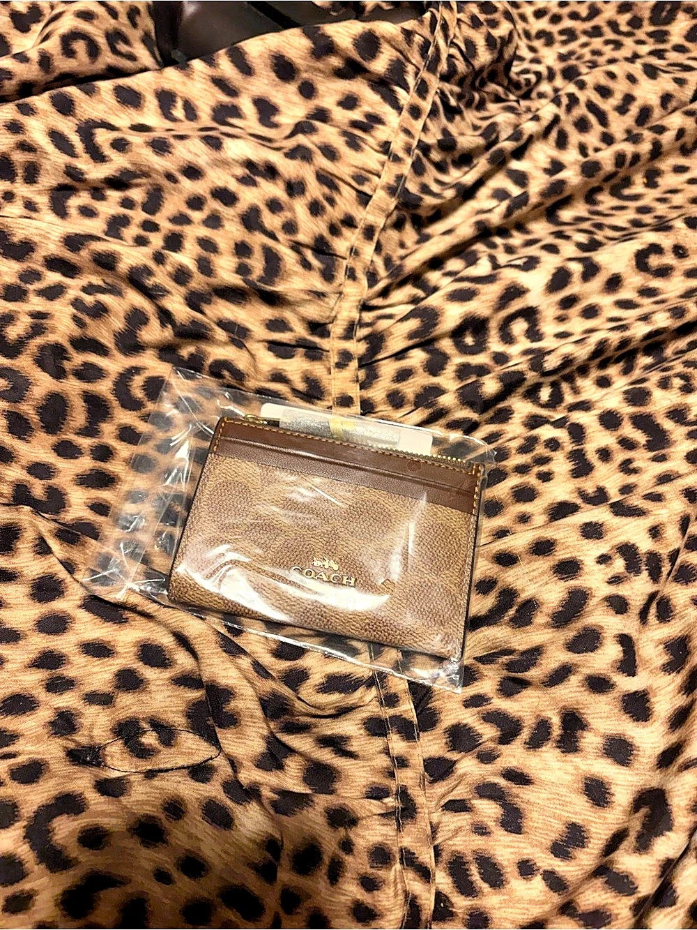 Coach Mini Skinny ID Case in Signature Canvas Brown & Black